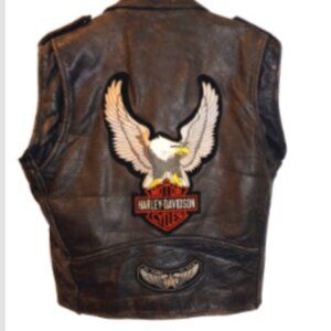 Men's Bikers Very Heavy Brown Leather Vest Front Pockets Full Zip Sleeveless